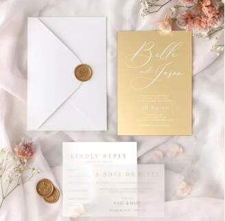 Crafting Elegance: The Art of Gold Mirror Acrylic Wedding Invitation Cards